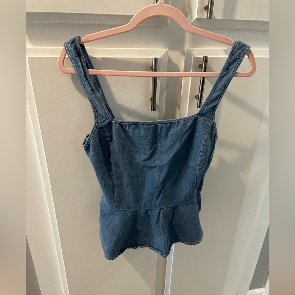 Vici Denim Blue Peplum Tank Top